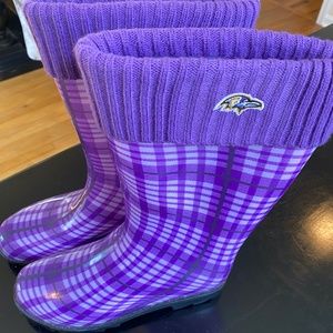NFL Ravens Purple checkered rain boots
